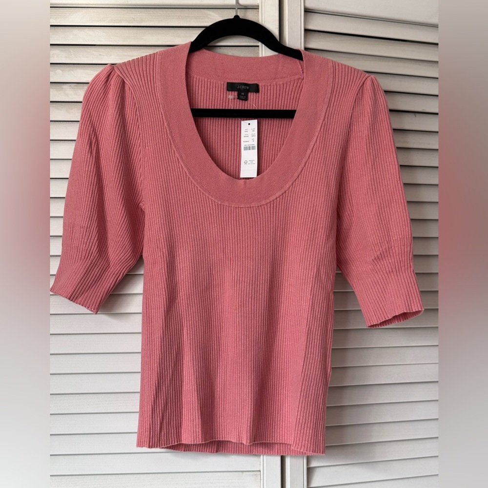 Elegant Pink Ribbed Women's Top